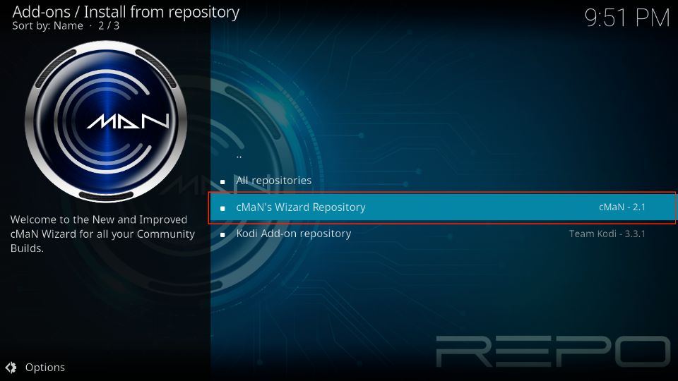 Select cMaN’s Wizard Repository