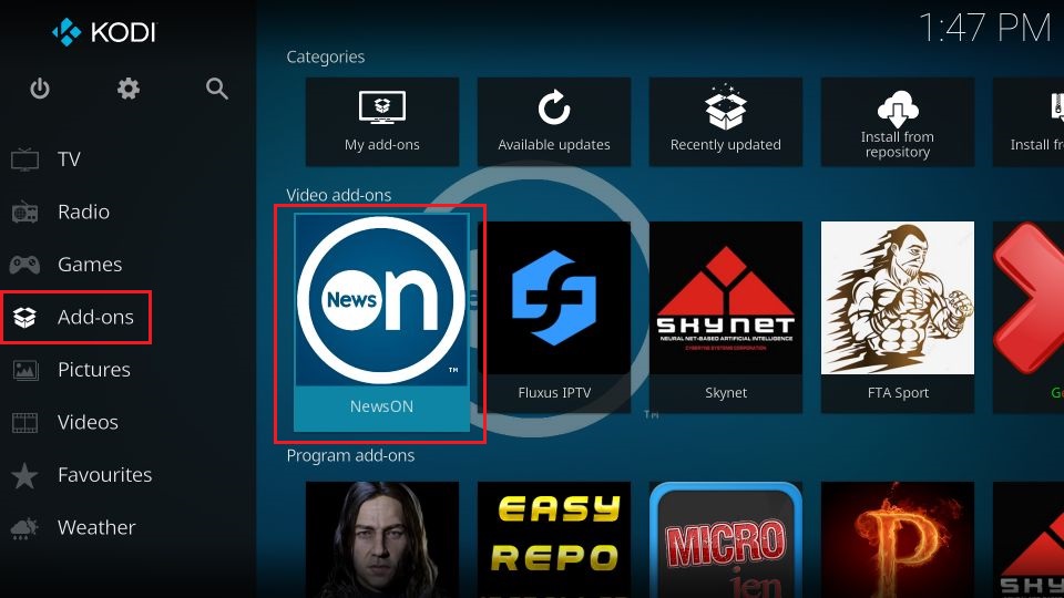 newson-kodi-home-screen