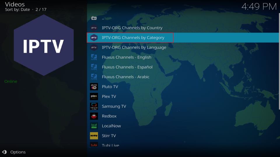 IPTV channels by categories