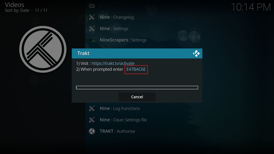 authorization screen trakt