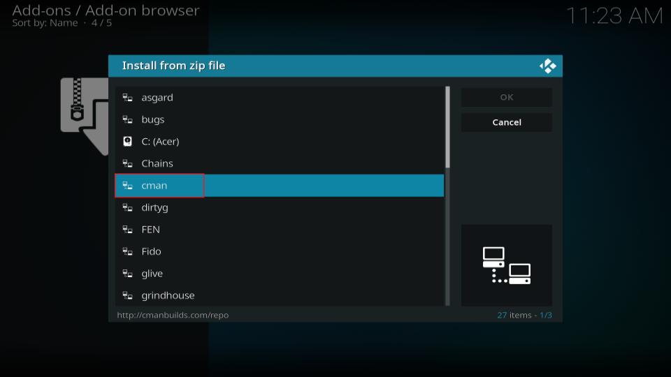install from zip file cman