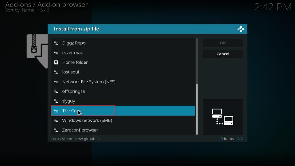 install from zip file the crew