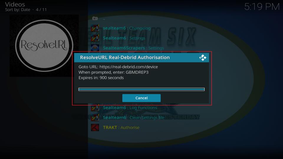 real debrid authorization screen