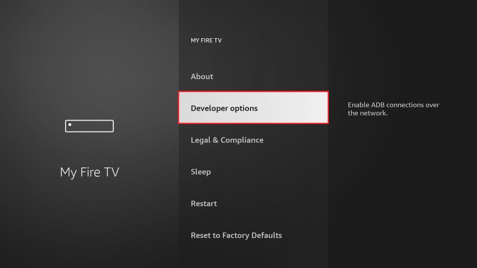 select developers option