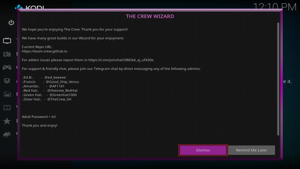 select dismiss