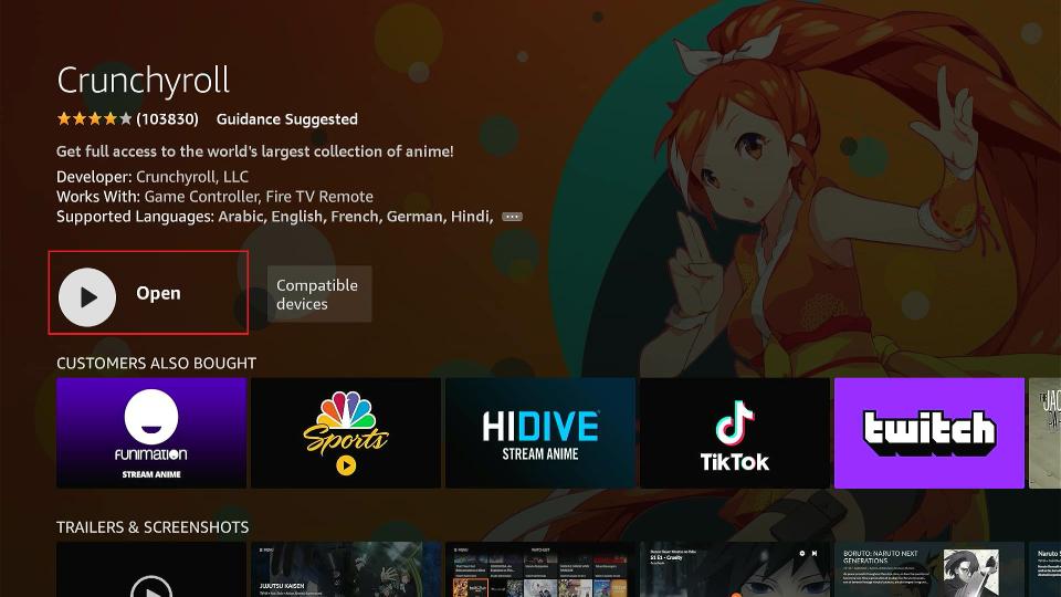 select open crunchyroll