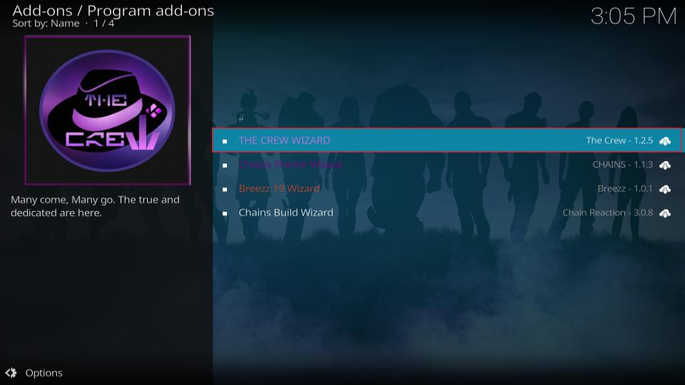 select the crew wizard