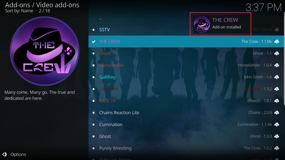 the crew add on installed