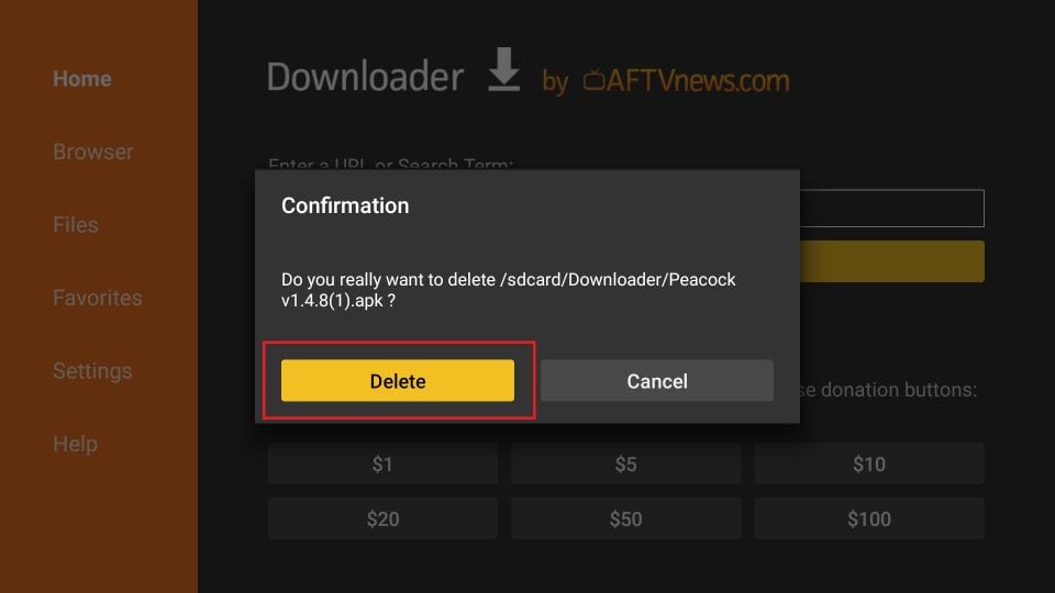 confim delete apk
