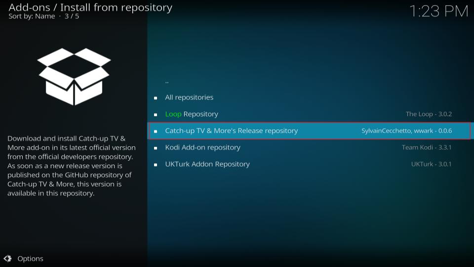 select catchup tv andf more repository