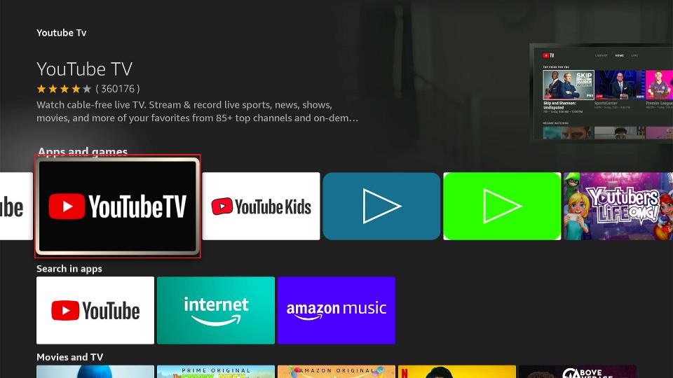 select youtube tv