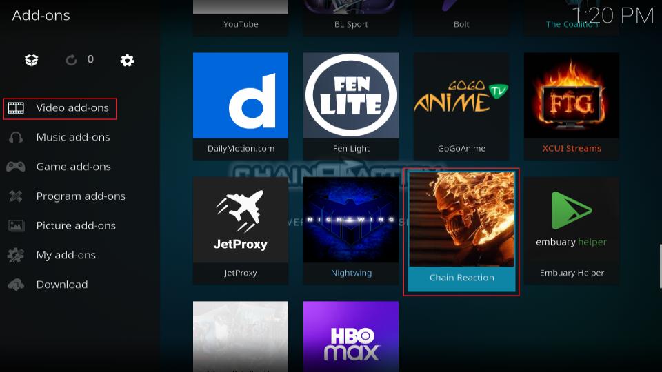 video addons-chain reaction
