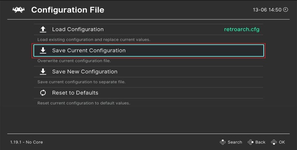 save current configuration
