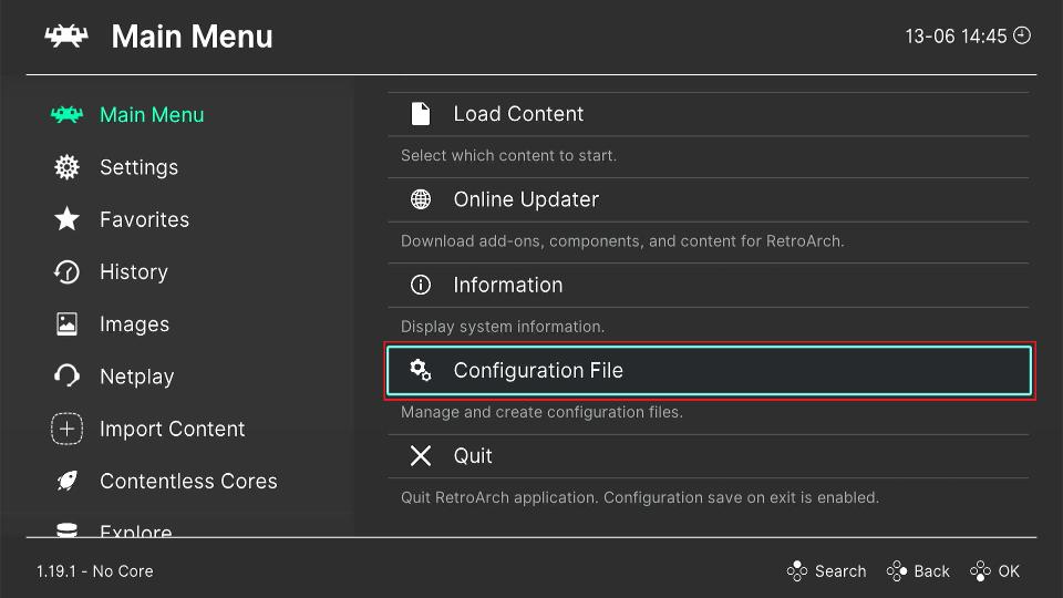select configuration file