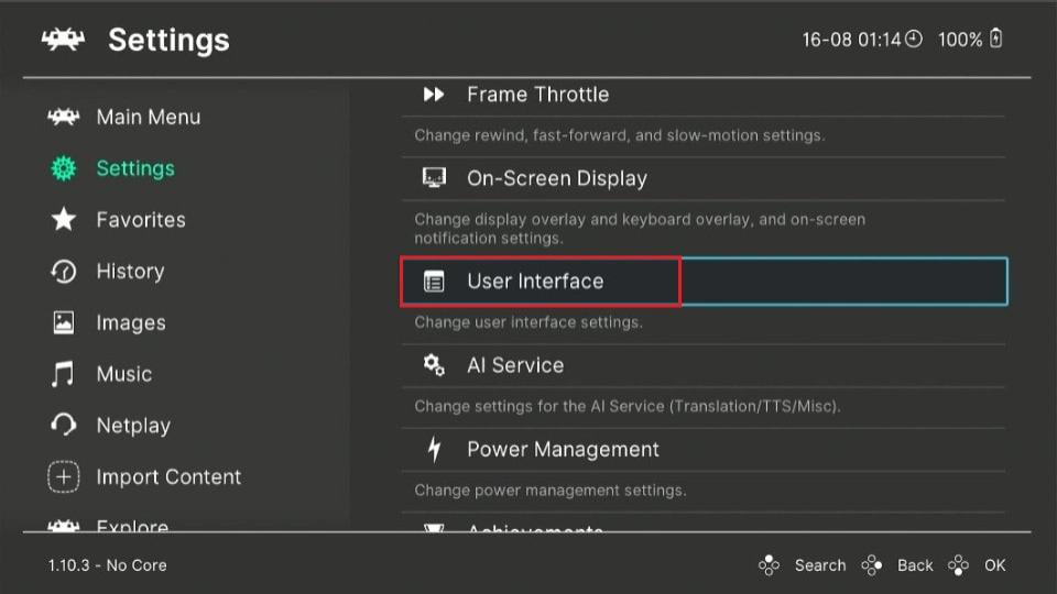 select user interface