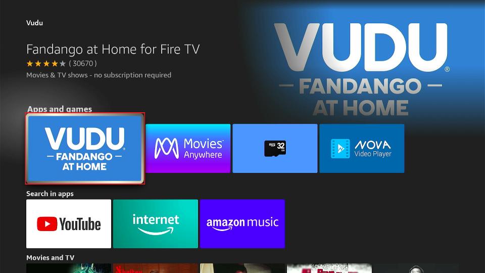 select vudu tile